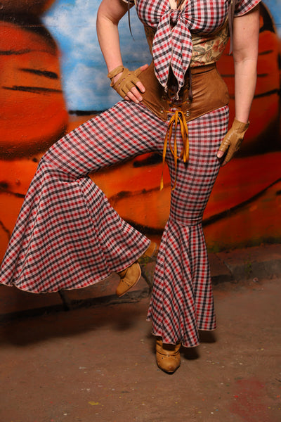 Bell Bottoms in Hollerin' Plaid Spandex - The Tumbleweed Collection