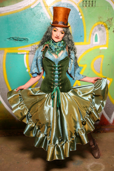 Crescent Skirt with Ruffle in Sea Green #5 - "Neptune's Gemstones” Collection