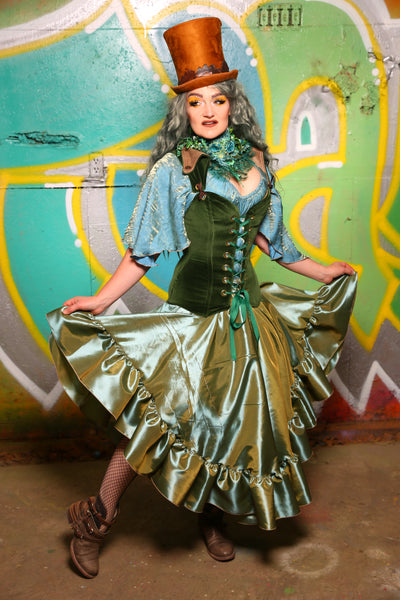 Crescent Skirt with Ruffle in Sea Green #5 - "Neptune's Gemstones” Collection