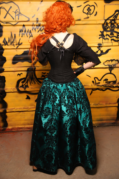 38. Tulip Skirt in Emerald & Black Filigree - The Parlay and Promenade Collection