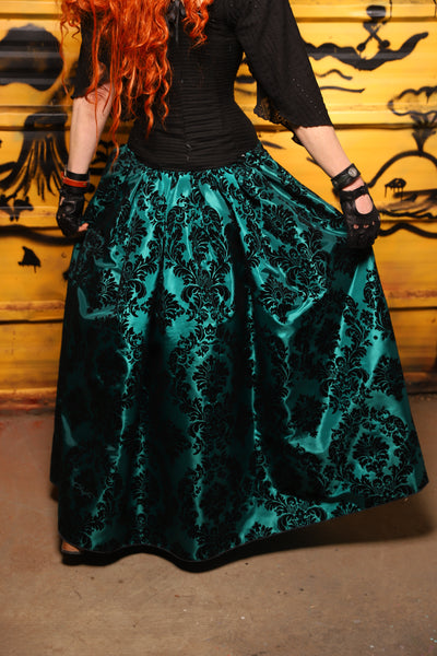 38. Tulip Skirt in Emerald & Black Filigree - The Parlay and Promenade Collection