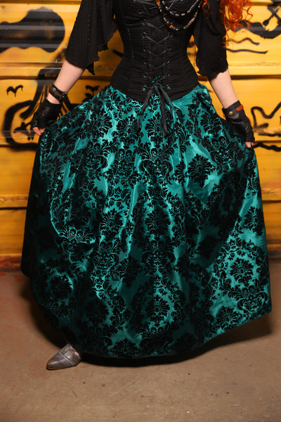 38. Tulip Skirt in Emerald & Black Filigree - The Parlay and Promenade Collection