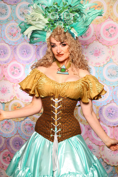 44. Wench Corset in Beaver Basket Weave - The Minerally Mine Collection