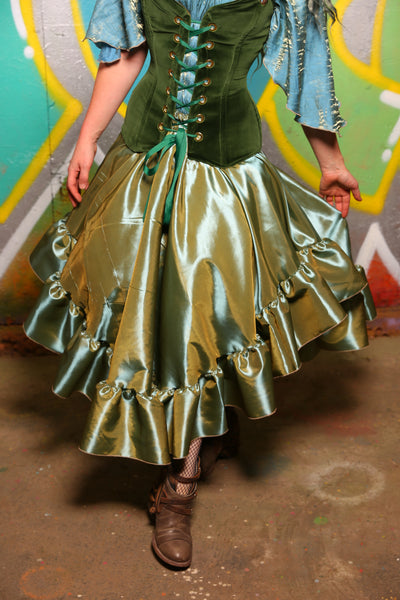 Crescent Skirt with Ruffle in Sea Green #5 - "Neptune's Gemstones” Collection