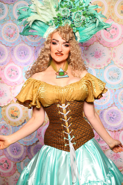 44. Wench Corset in Beaver Basket Weave - The Minerally Mine Collection