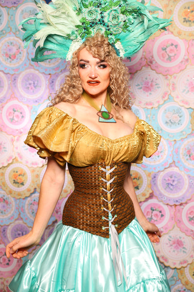 44. Wench Corset in Beaver Basket Weave - The Minerally Mine Collection