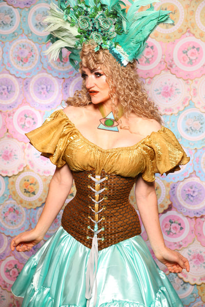 44. Wench Corset in Beaver Basket Weave - The Minerally Mine Collection