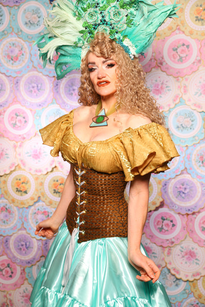 44. Wench Corset in Beaver Basket Weave - The Minerally Mine Collection