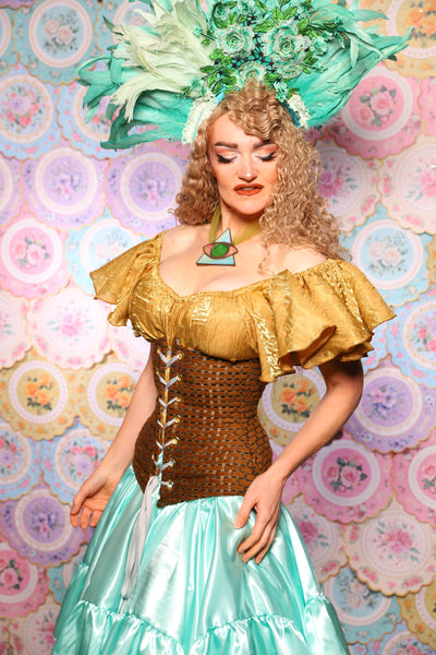 44. Wench Corset in Beaver Basket Weave - The Minerally Mine Collection