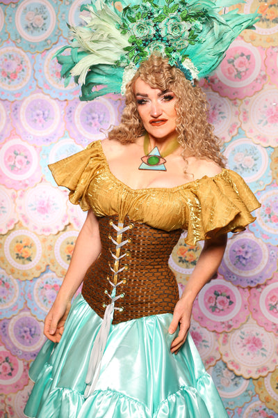 44. Wench Corset in Beaver Basket Weave - The Minerally Mine Collection