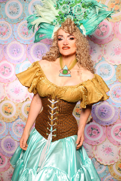 44. Wench Corset in Beaver Basket Weave - The Minerally Mine Collection
