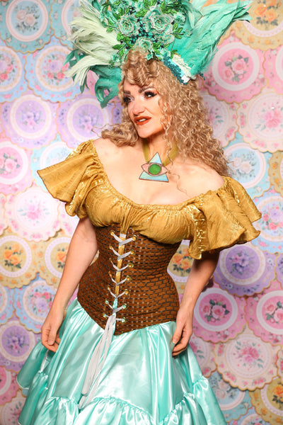 44. Wench Corset in Beaver Basket Weave - The Minerally Mine Collection