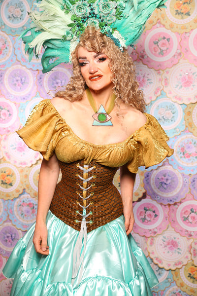 44. Wench Corset in Beaver Basket Weave - The Minerally Mine Collection