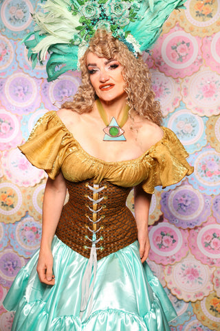 44. Wench Corset in Beaver Basket Weave - The Minerally Mine Collection
