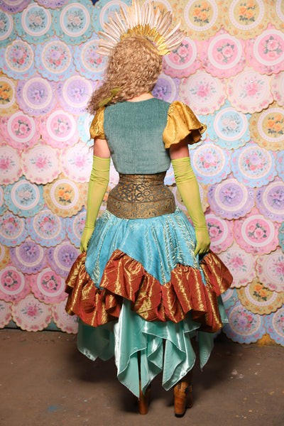22. Mini Fairy Skirt in Mediterranean Blue Shimmer w/Sunrise Pintuck Ruffle - The Minerally Mine Collection