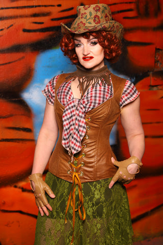 Damsel Corset in Light Faux Leather - The Tumbleweed Collection