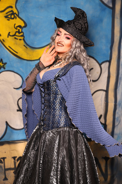 19. Petite Aurora Overbust in Blue Troubadour w/Matching Straps - The Sapphire Séance Collection