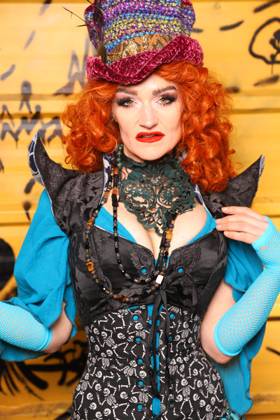 10. Cropped Faerie Overbust Corset in Black Damask *Please Order by BUST measurement!* - The Parlay and Promenade Collection