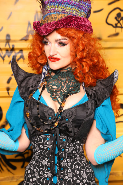 10. Cropped Faerie Overbust Corset in Black Damask *Please Order by BUST measurement!* - The Parlay and Promenade Collection