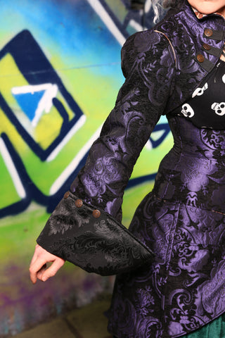 Detachable Buccaneer Sleeves in Purple & Black Medallion #12 - "Pieces of Eight" Collection