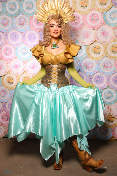 18. Fairy Skirt in Tideglass Mint Shiny Satin - The Minerally Mine Collection