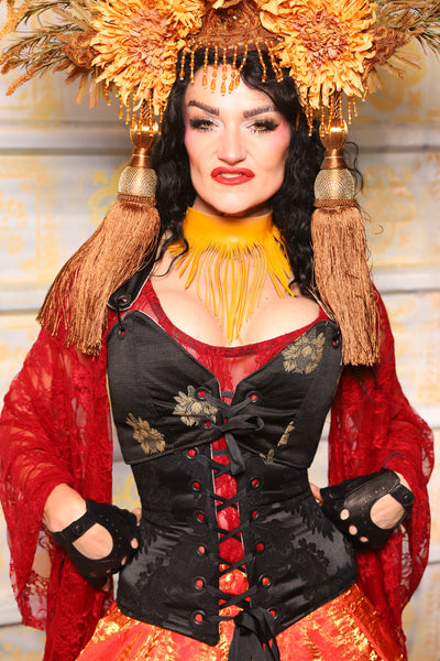Cropped Courtier Corset in Black Thistle Brocade *PLEASE order by BUST Measurement, NOT waist!* - Surprise Sale!