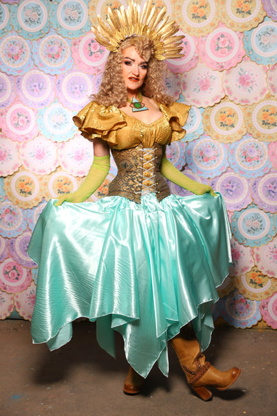 18. Fairy Skirt in Tideglass Mint Shiny Satin - The Minerally Mine Collection