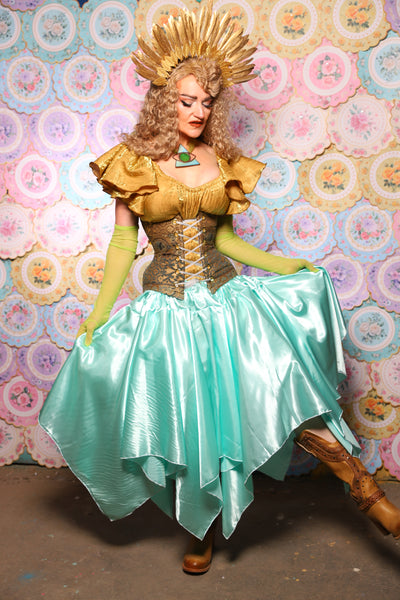 18. Fairy Skirt in Tideglass Mint Shiny Satin - The Minerally Mine Collection