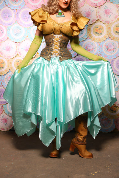 18. Fairy Skirt in Tideglass Mint Shiny Satin - The Minerally Mine Collection