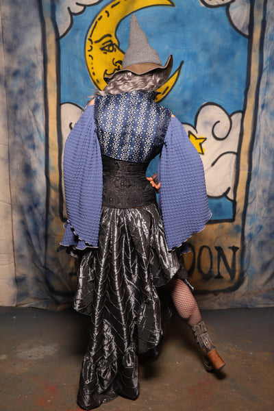 02. Arrow Skirt w/ruffle in Metal Armor Pintuck - The Sapphire Séance Collection