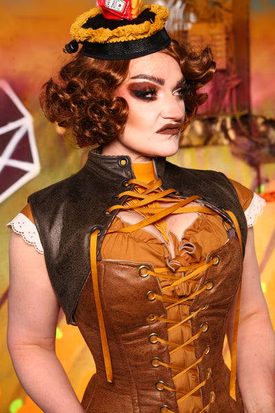 Cropped Lace-Up Vest in Bog Witch Leather - "The Hot Potato Collection"