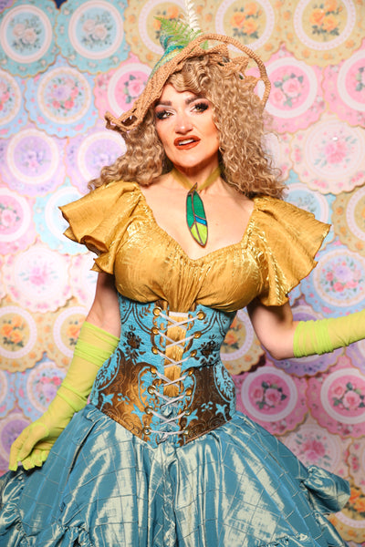 46. Wench Corset in Turquoise & Bronze Medallion - The Minerally Mine Collection