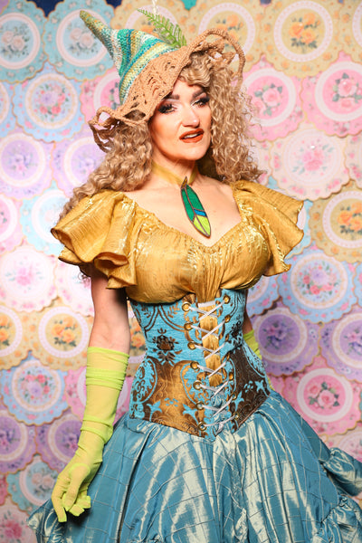 46. Wench Corset in Turquoise & Bronze Medallion - The Minerally Mine Collection