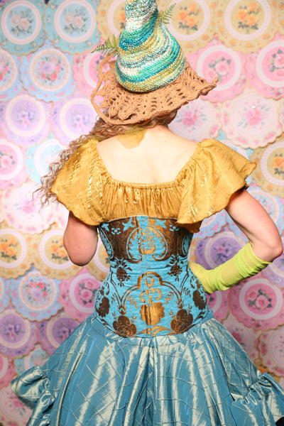 46. Wench Corset in Turquoise & Bronze Medallion - The Minerally Mine Collection