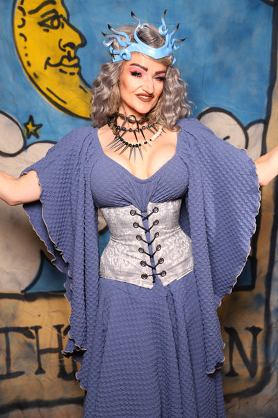 35. Petite Wench in Silver White Pearl Filigree - The Sapphire Séance Collection