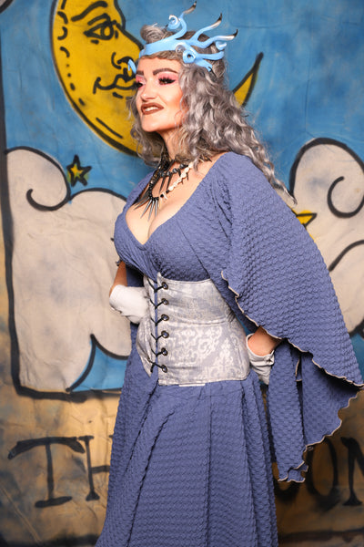 35. Petite Wench in Silver White Pearl Filigree - The Sapphire Séance Collection