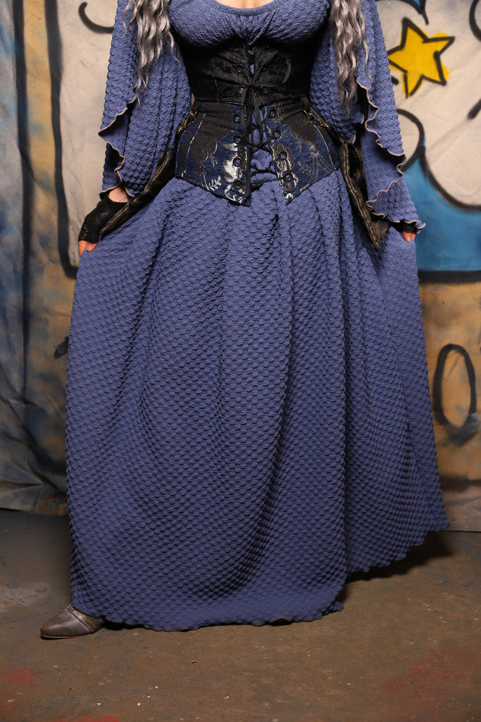 43. Tulip Skirt in Soft Blue Texture - The Sapphire Séance Collection