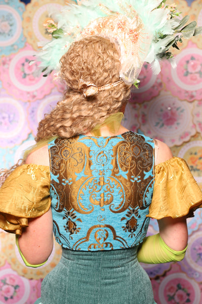 07. Cropped Courtier in Turquoise & Bronze Medallion *PLEASE order by BUST Measurement, NOT waist!* - The Minerally Mine Collection
