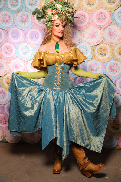 14. Fairy Skirt in Aqua Teal Pintuck - The Minerally Mine Collection