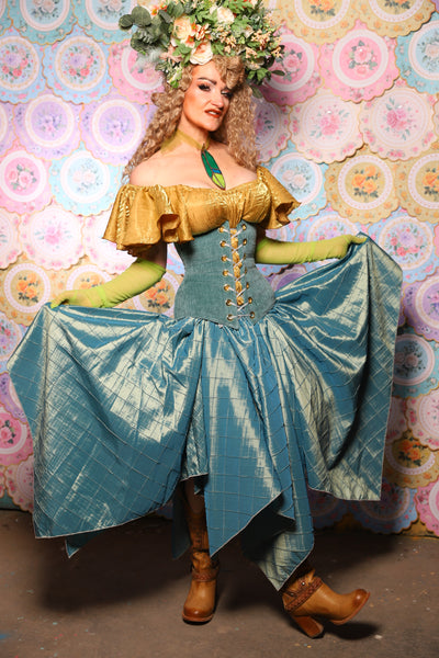 14. Fairy Skirt in Aqua Teal Pintuck - The Minerally Mine Collection