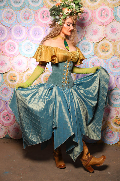 14. Fairy Skirt in Aqua Teal Pintuck - The Minerally Mine Collection