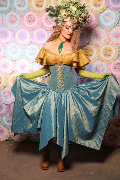 14. Fairy Skirt in Aqua Teal Pintuck - The Minerally Mine Collection