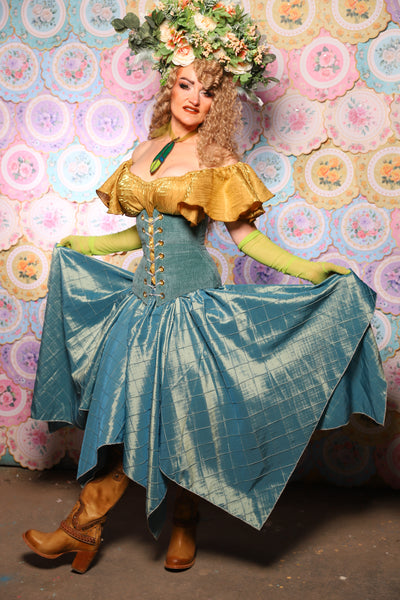 14. Fairy Skirt in Aqua Teal Pintuck - The Minerally Mine Collection