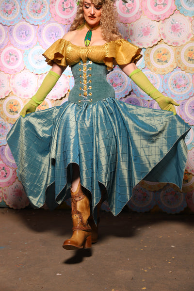 14. Fairy Skirt in Aqua Teal Pintuck - The Minerally Mine Collection