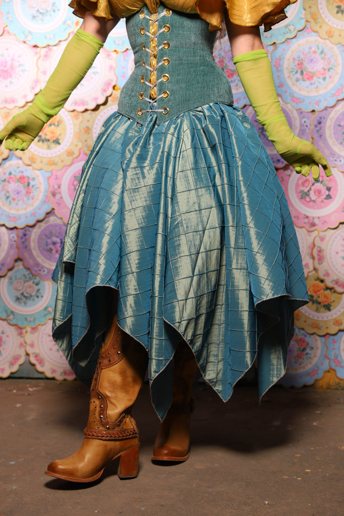 14. Fairy Skirt in Aqua Teal Pintuck - The Minerally Mine Collection