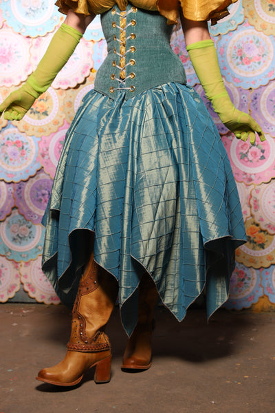 14. Fairy Skirt in Aqua Teal Pintuck - The Minerally Mine Collection