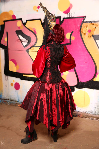 Fairy Skirt in Large Scarlet Pintuck  -"The Raven & Ruby Collection"- #30