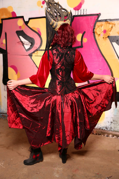 Fairy Skirt in Large Scarlet Pintuck  -"The Raven & Ruby Collection"- #30
