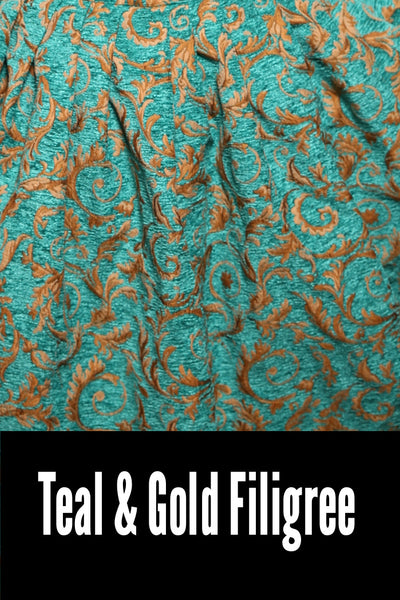 Maiden Bodice Corset in Teal & Gold Filigree - Surprise Sale!