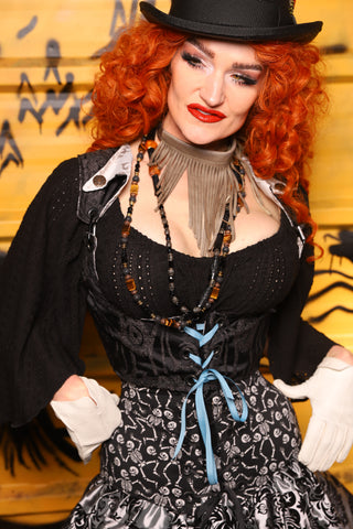 Cropped Dapper Vixen in Black Damask - The Parlay and Promenade Collection